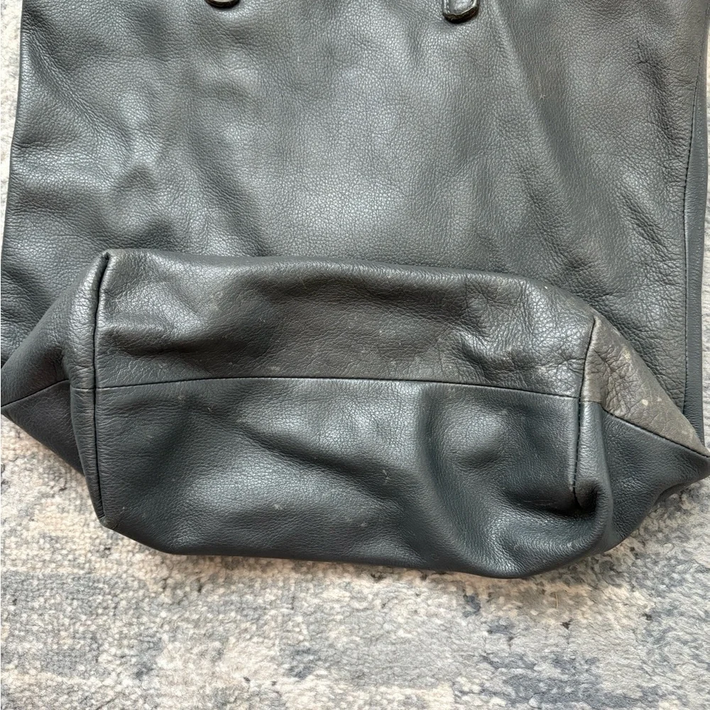 Rare Baggu Distressed Raw Milled Leather Tote, Slate Grey